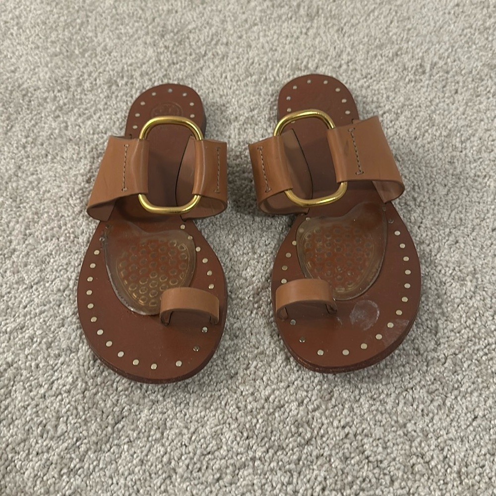 Tory Burch sandals slides leather brass